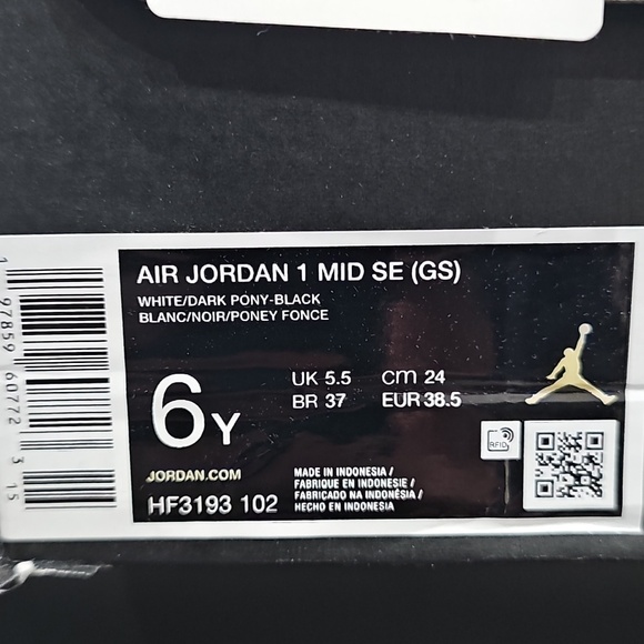 Brand New Air Jordan 1 Mid SE 'Dark Pony' Women's 7.5 Youth's 6 Sku HF3193 102 - Picture 9 of 9